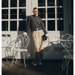 Zara DOUBLE WAIST WIDE LEG PANTS